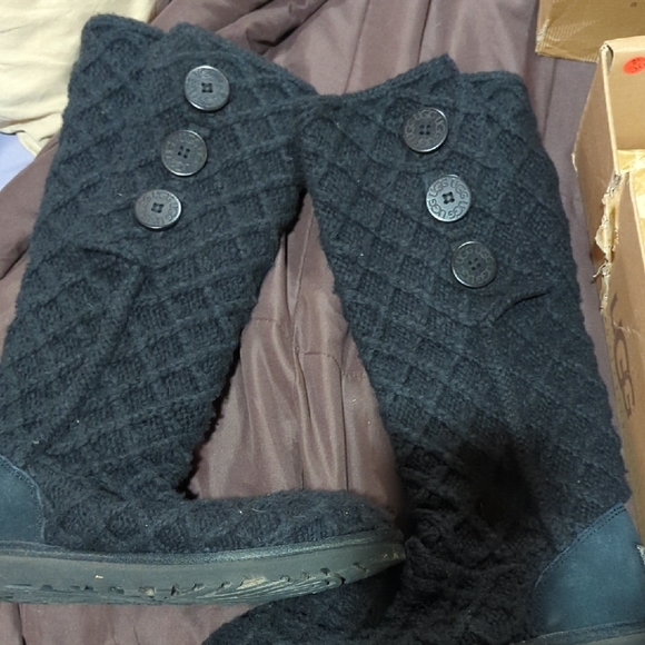 UGG Black Lattice Cardy Winter Boots Women's Size 8 - Picture 3 of 8